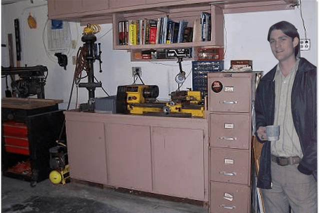 Scott Crump stands in his garage workshop where he invented FDM in the late 1980's