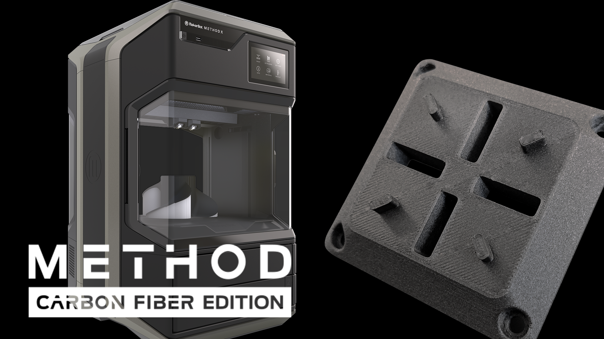 Print carbon fiber reinforced nylon and other engineering-grade composite parts with three dimensional strength and accuracy like never before on METHOD’s unique industrial desktop platform.