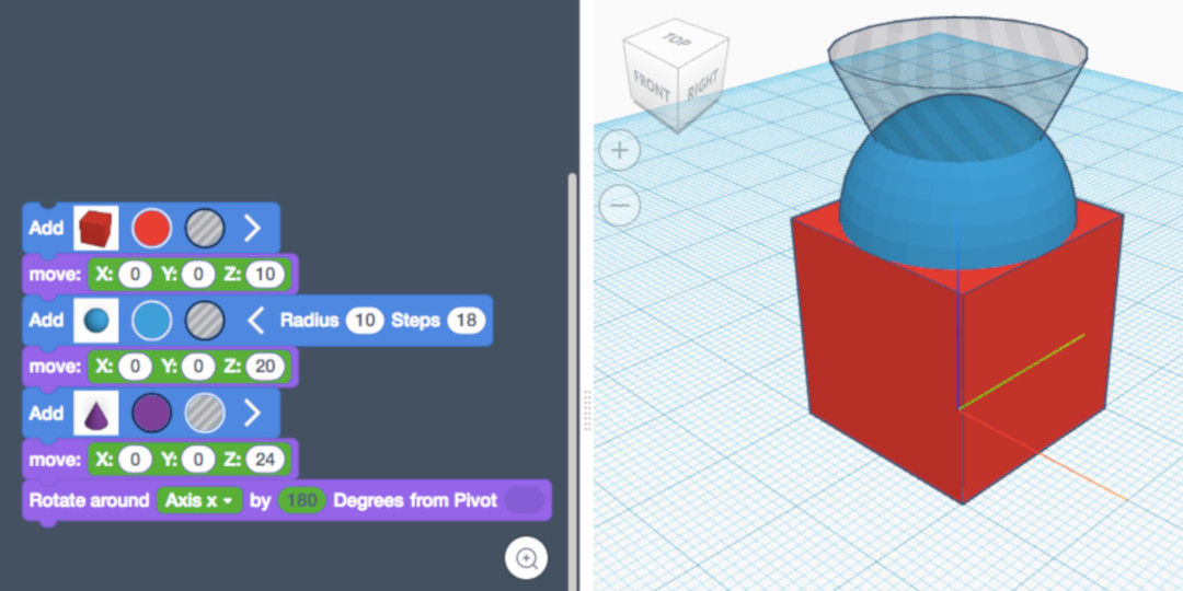 The Tinkercad design process of a place holder