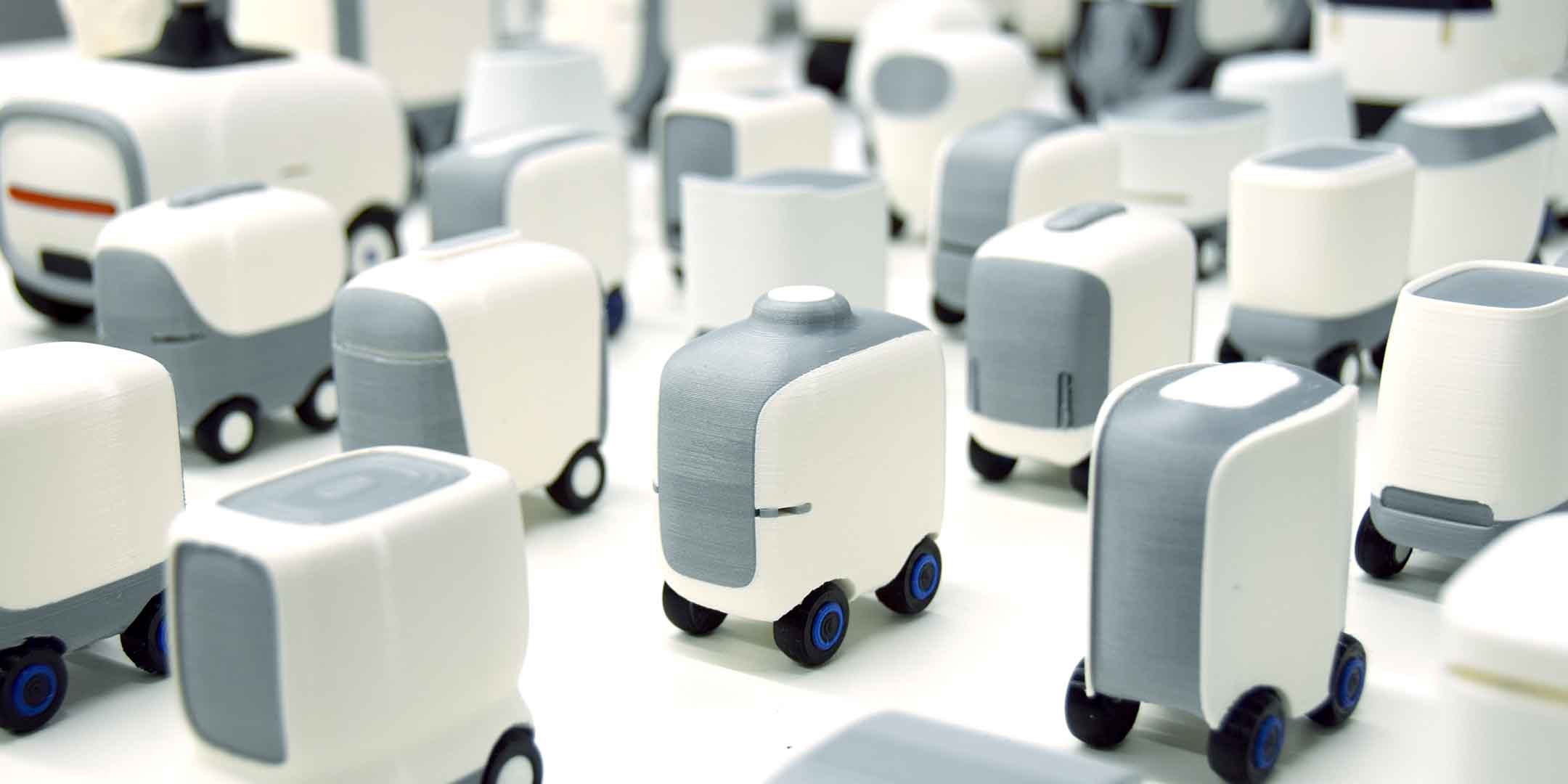 3D printed prototypes of autonomous delivery robot designs