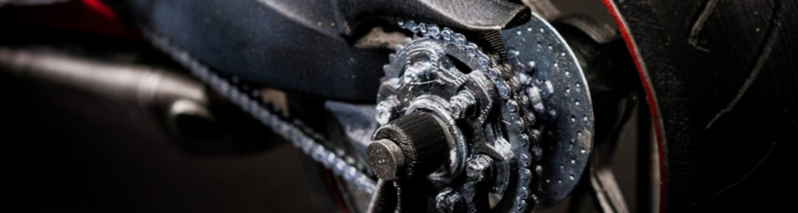Close-up of 3D printed Ducati motorcycle drivetrain