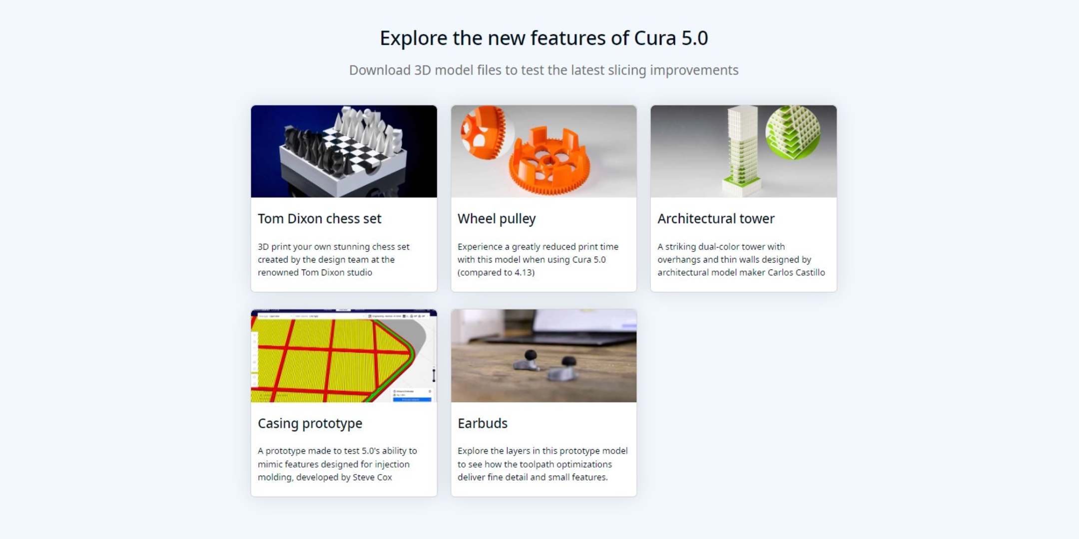 Ultimaker Cura 5.0 launch model library