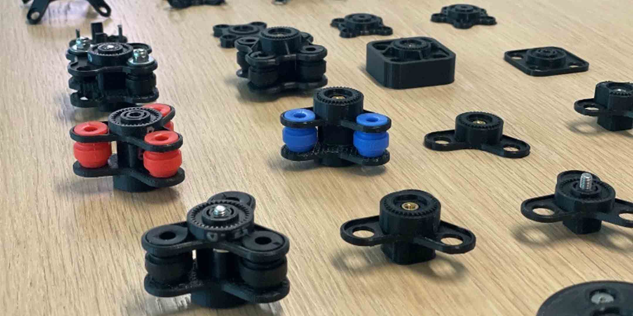3D printed iterations of Quad Lock designs